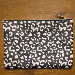 Leopard Print Cosmetic Bag - Pink and Black